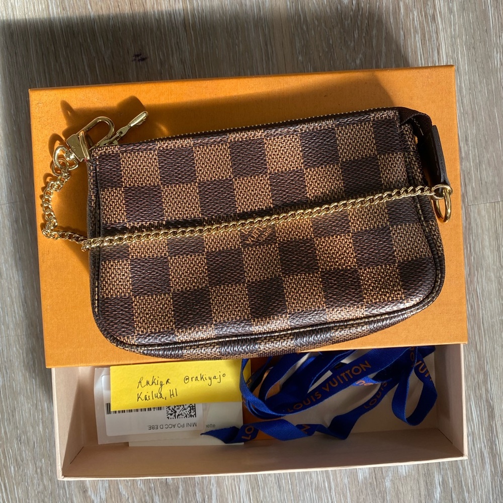 Louis Vuitton mini pochette accessoires damier ebene made in France